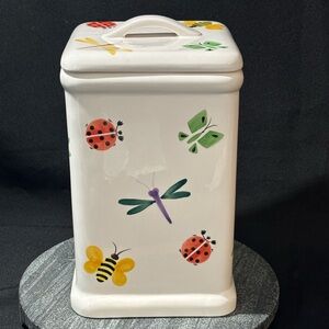 Colorful Insect Design Ceramic Canister "At Home - Hug Bug" Cottage Decor